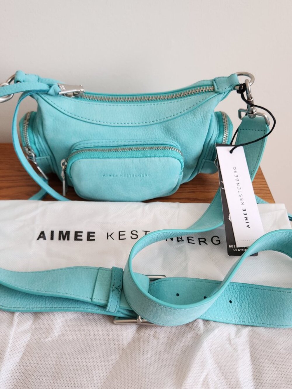 AIMEE KESTENBERG “OCEAN AWAY WE GO” SMALL CONVERTIBLE GENUINE NUBUCK LEATHER CRO